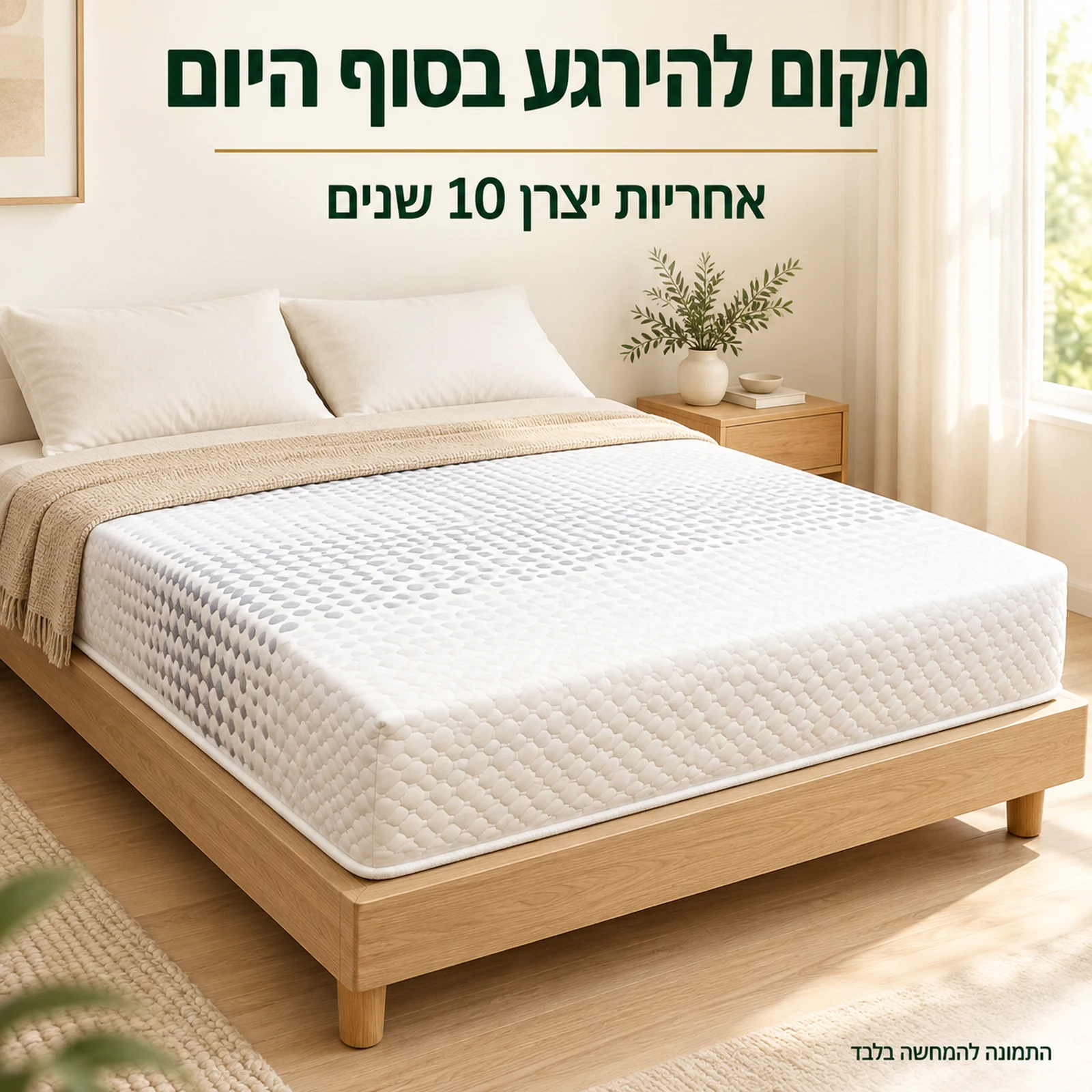 מזרן קיסריה ריו בחדר שינה עם אחריות יצרן לעשר שנים