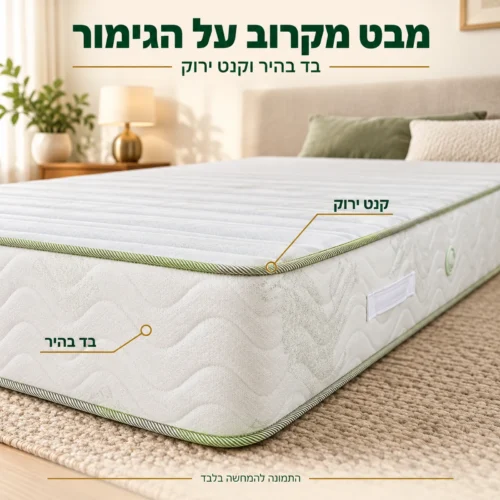 מזרן קיסריה פנטזיה – מבט מקרוב על הבד הבהיר והקנט הירוק