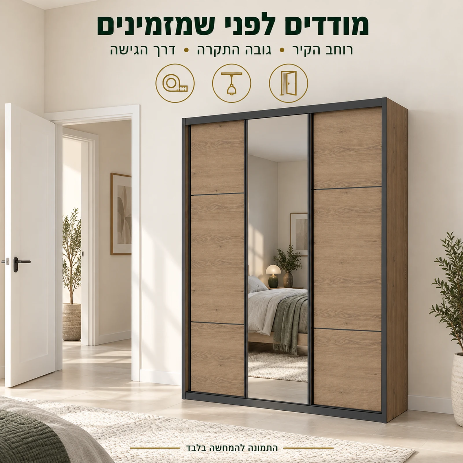 ארון הזזה דגם וודבלק – בדיקת רוחב הקיר, גובה התקרה ודרך הגישה לפני הזמנה