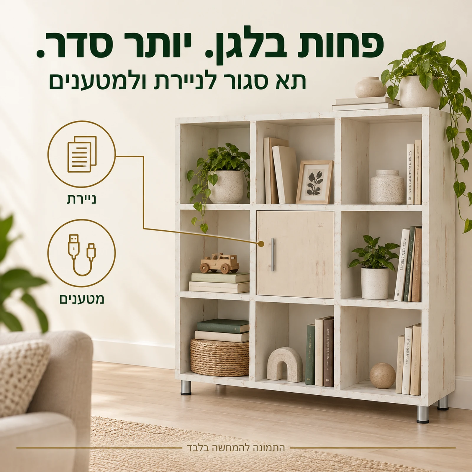 כוורת דגם צוף עם תא סגור אחד לניירת ולמטענים