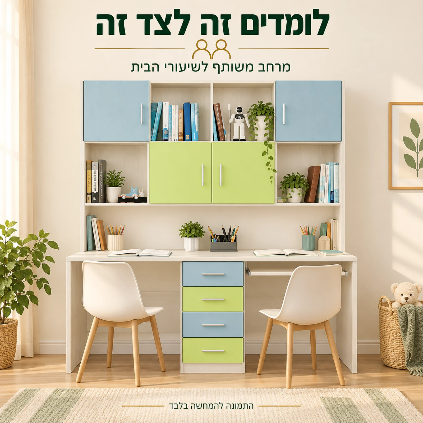 עמדת עבודה דגם דניאלי ללימודים זה לצד זה