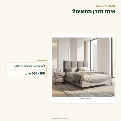 חדר שינה קובה – התאמה למזרן זוגי 160×190 ס״מ.