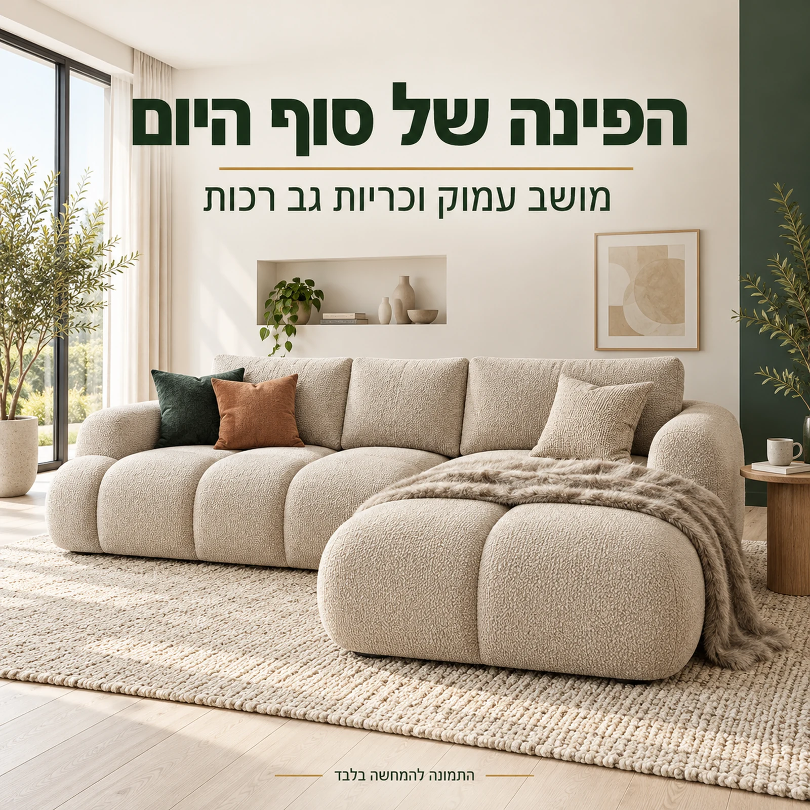 מערכת ישיבה פינתית OPTIMA בגוון הבהיר מהצילום בסלון