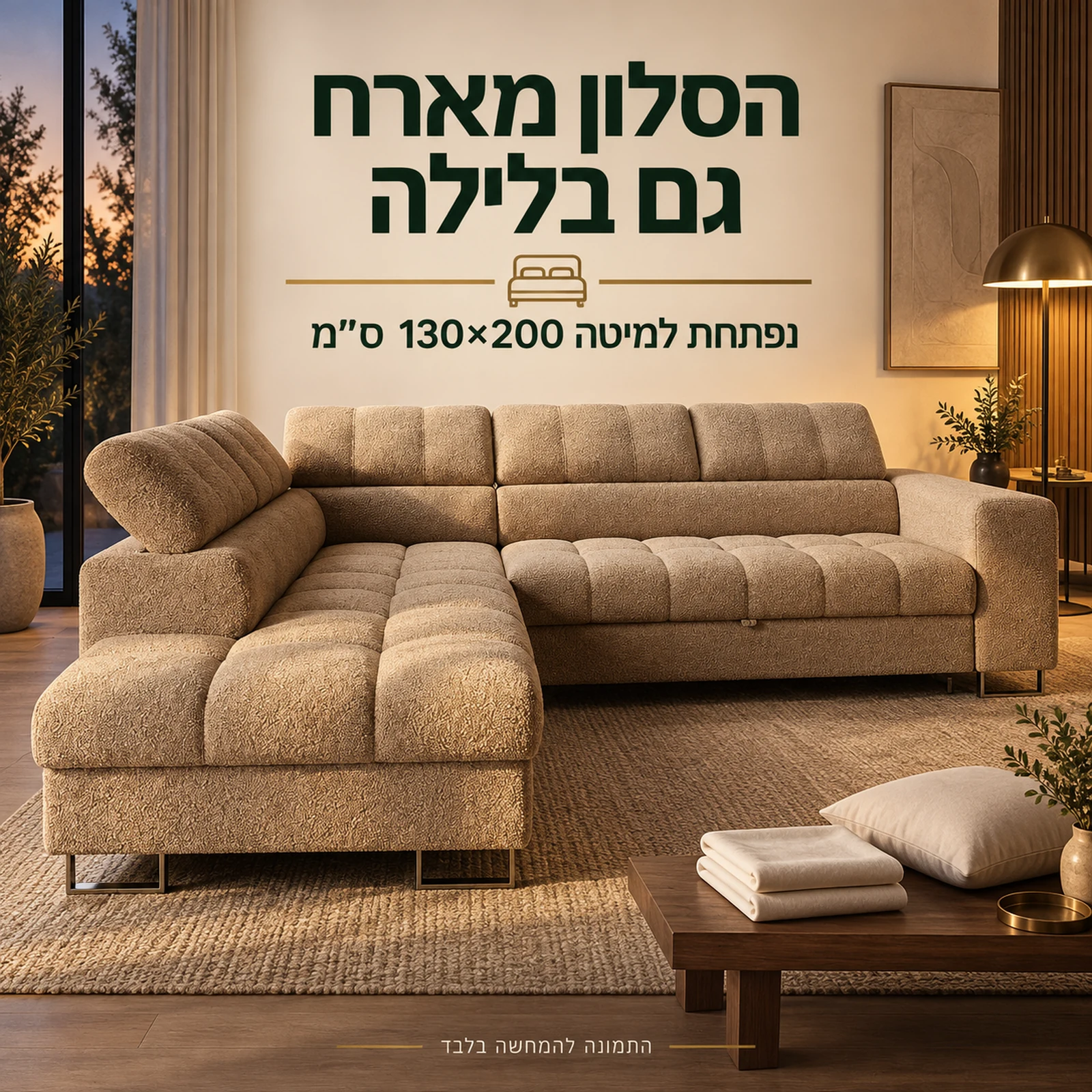 ספת DUBAI נפתחת למיטה בגודל 130×200 ס״מ — הדמיה במצב סגור
