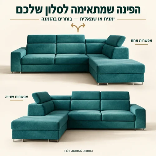 ספה פינתית ATOL – אפשרויות פינה ימנית או שמאלית לבחירה בהזמנה
