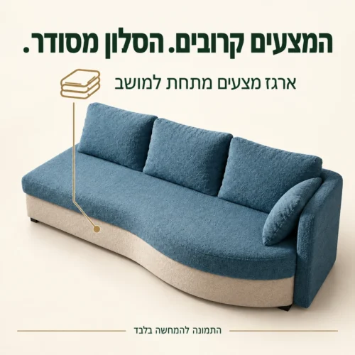 ספת BIMBO עם ארגז מצעים מתחת למושב – הדמיה במצב סגור ממבט עליון