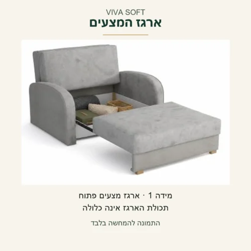 VIVA SOFT — צילום ספק מקורי של ארגז המצעים הפתוח במידה 1; התכולה המוצגת בארגז אינה כלולה, ללא הבטחת נפח או הוראות הפעלה