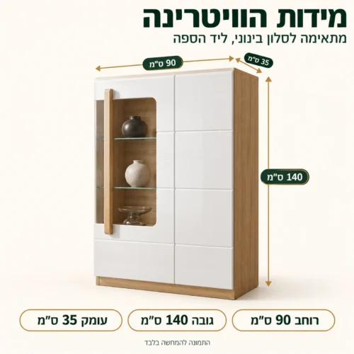 ויטרינת בר ATTENTION – מידות: רוחב 90, גובה 140, עומק 35 ס״מ