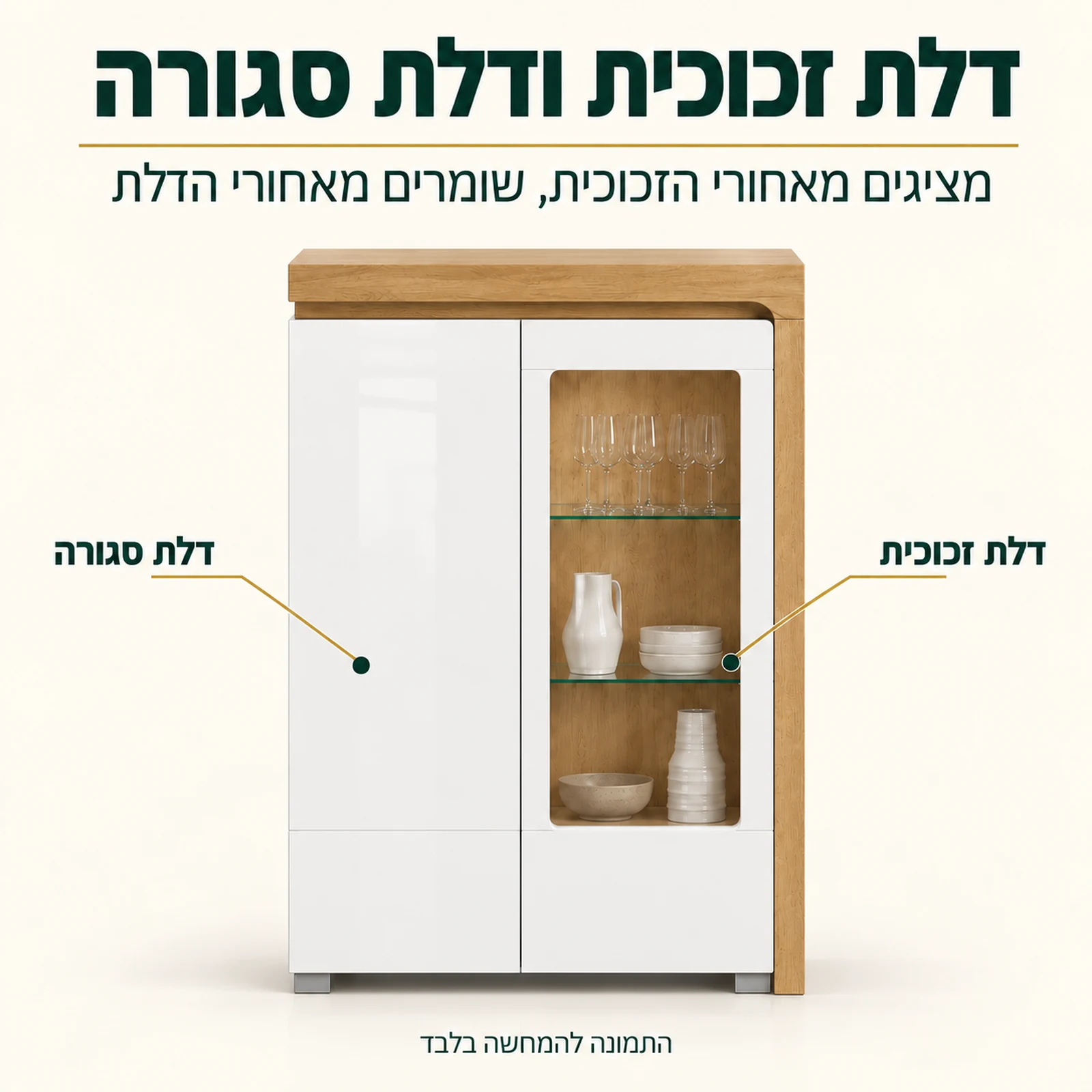 ויטרינת בר THEO עם שתי דלתות – דלת זכוכית לתצוגה ודלת סגורה