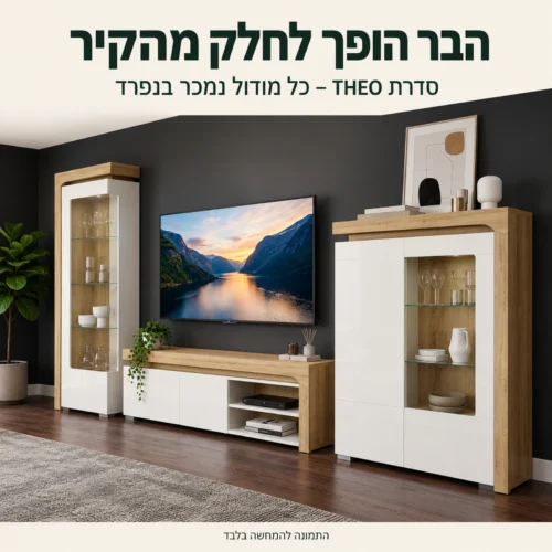 ויטרינת בר THEO כחלק מיחידת קיר מודולרית לסלון מסדרת THEO