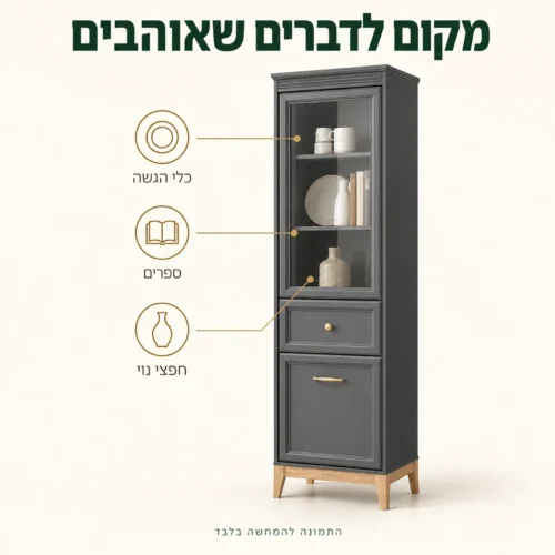 ויטרינה TERRA – תצוגה לכלי הגשה, ספרים וחפצי נוי