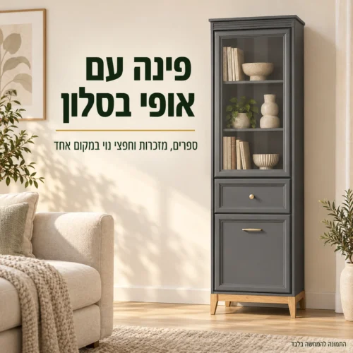 ויטרינה TERRA בסלון – ספרים, מזכרות וחפצי נוי במקום אחד