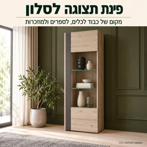 ויטרינה LOCARNO – פינת תצוגה לסלון לכלים, לספרים ולמזכרות