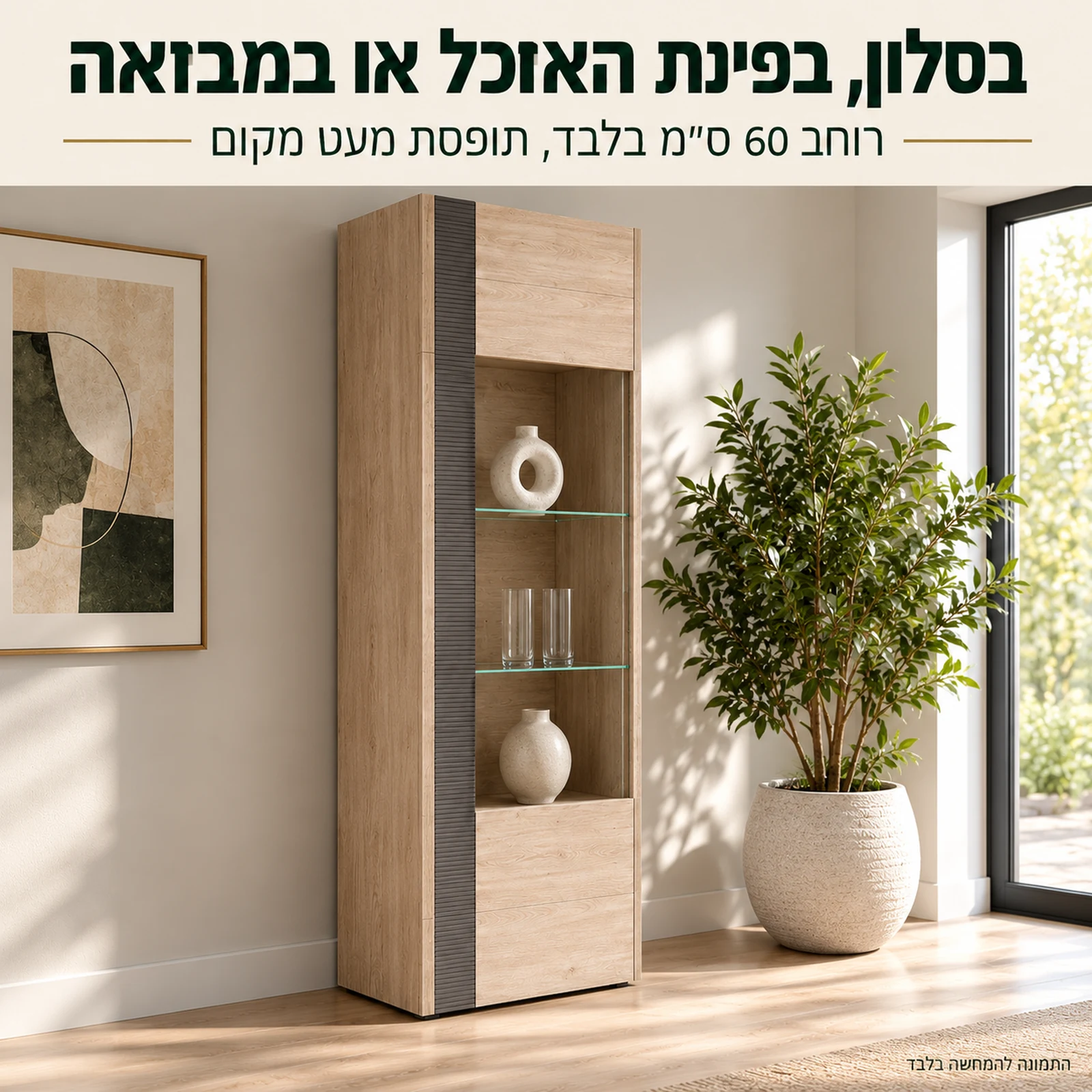 ויטרינה LOCARNO – צרה ומתאימה לסלון, לפינת האוכל או למבואה