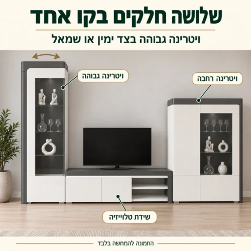 מזנון THEA WHITE – יחידת קיר משלושה חלקים בקו אחיד