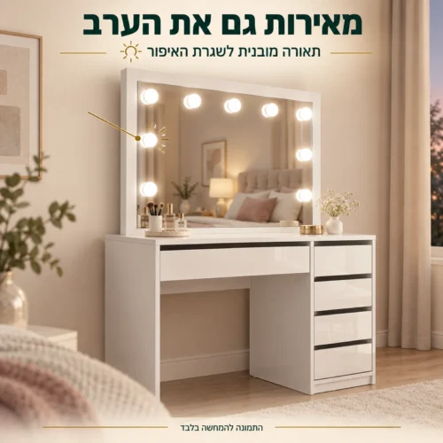 שידת איפור GREGO – תאורה מובנית לשגרת האיפור בשעות הערב