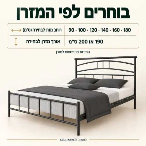 מיטת מתכת – אפשרויות רוחב ואורך המזרן לבחירה