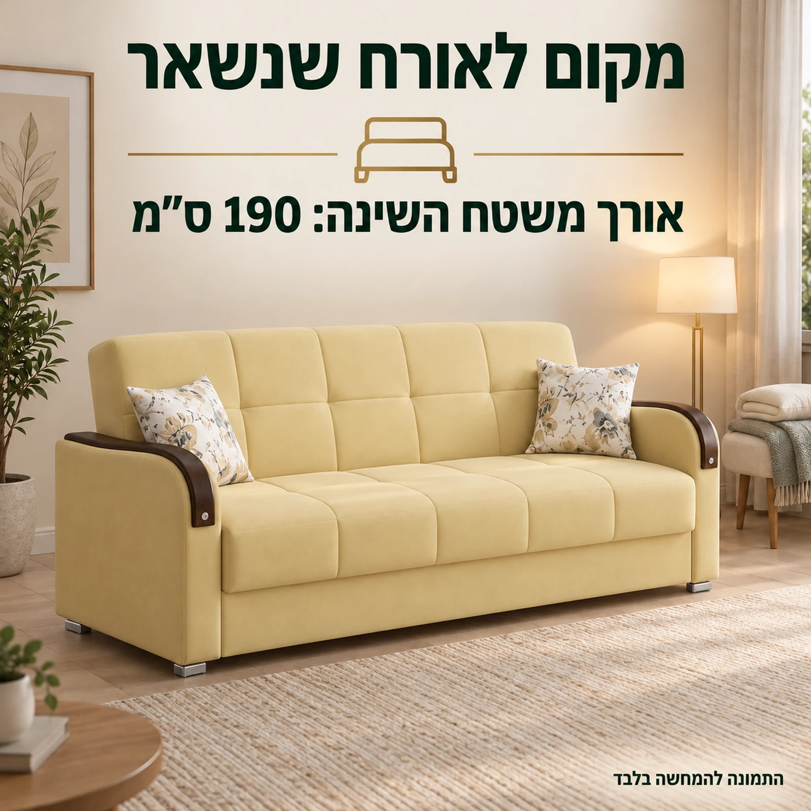 ספת Bolero נפתחת למיטה עם אורך משטח שינה 190 ס״מ