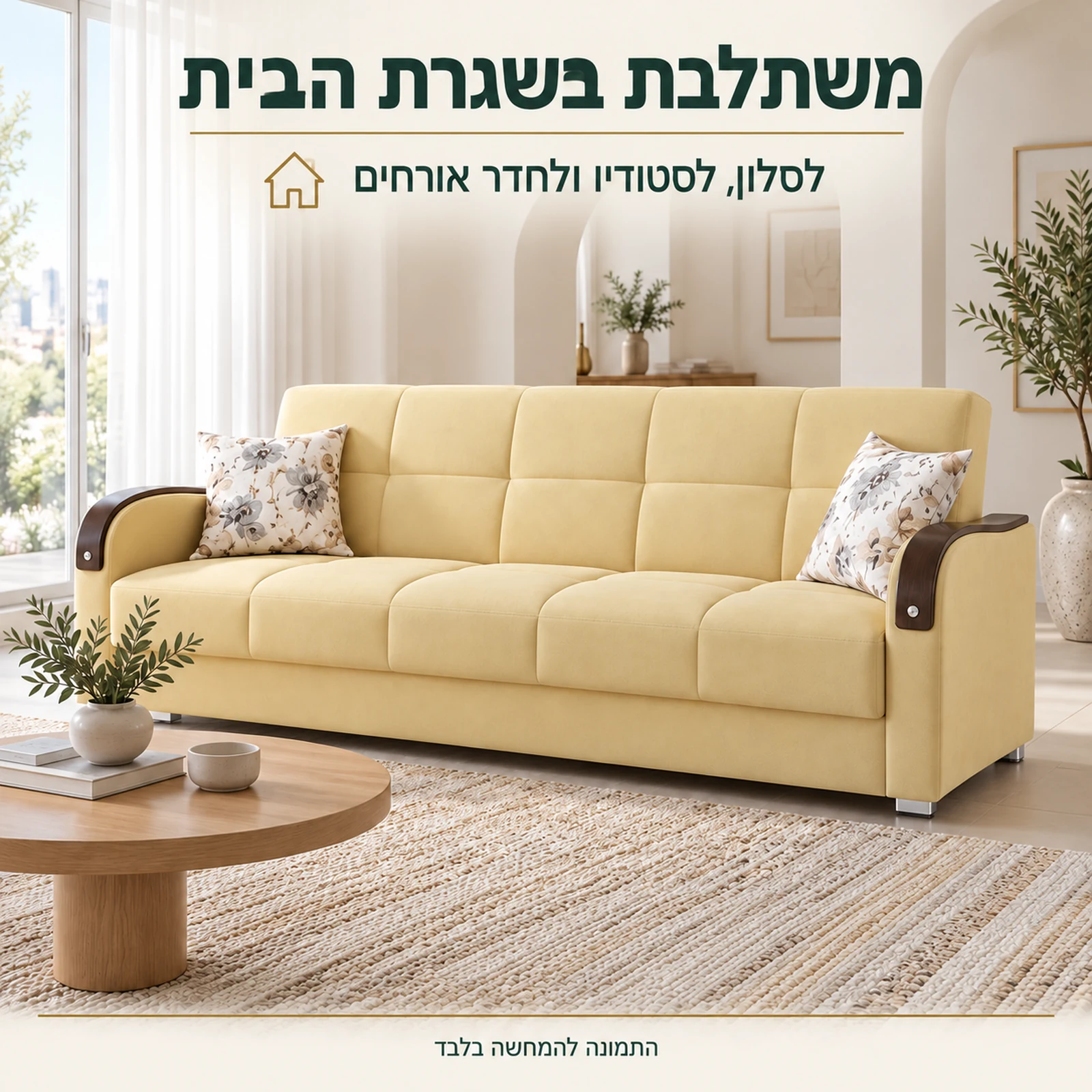 ספת Bolero בסלון ביתי בגוון צהוב בהיר