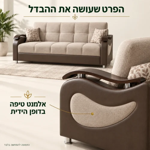 פרט דופן הידית של ספת Sehrazat עם אלמנט דקור בצורת טיפה ושילובי עץ