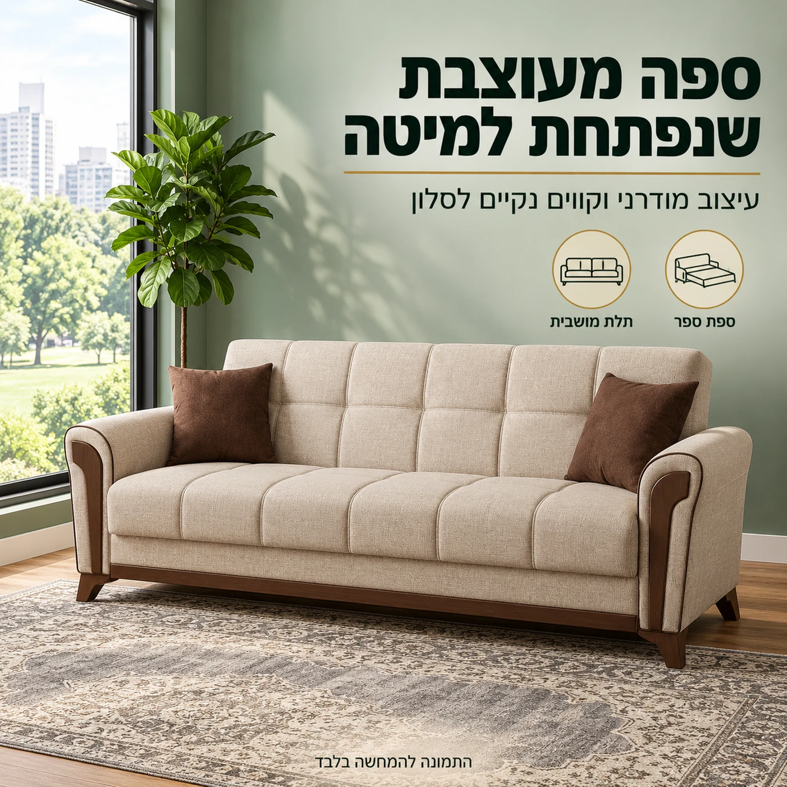 ספת ספר נפתחת למיטה דגם Akasya בעיצוב מודרני בסלון