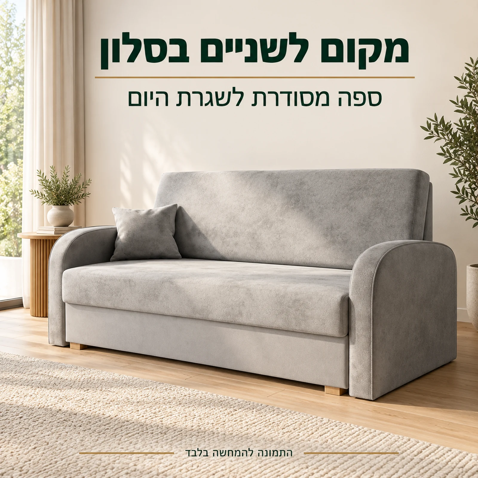 ספה דו מושבית Soft 3 במצב סגור בסלון