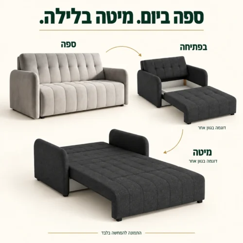 ספה מיני נפתחת למיטה Grand 2 – ספה, פתיחה ומיטה; דוגמה בגוון אחר