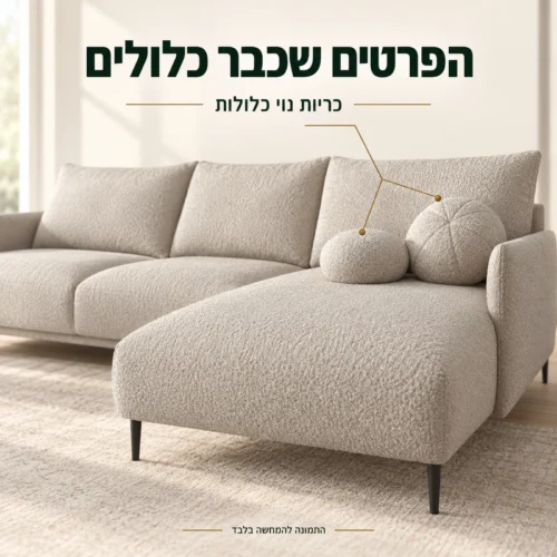 כריות נוי כלולות – תקריב הכריות שעל השזלונג