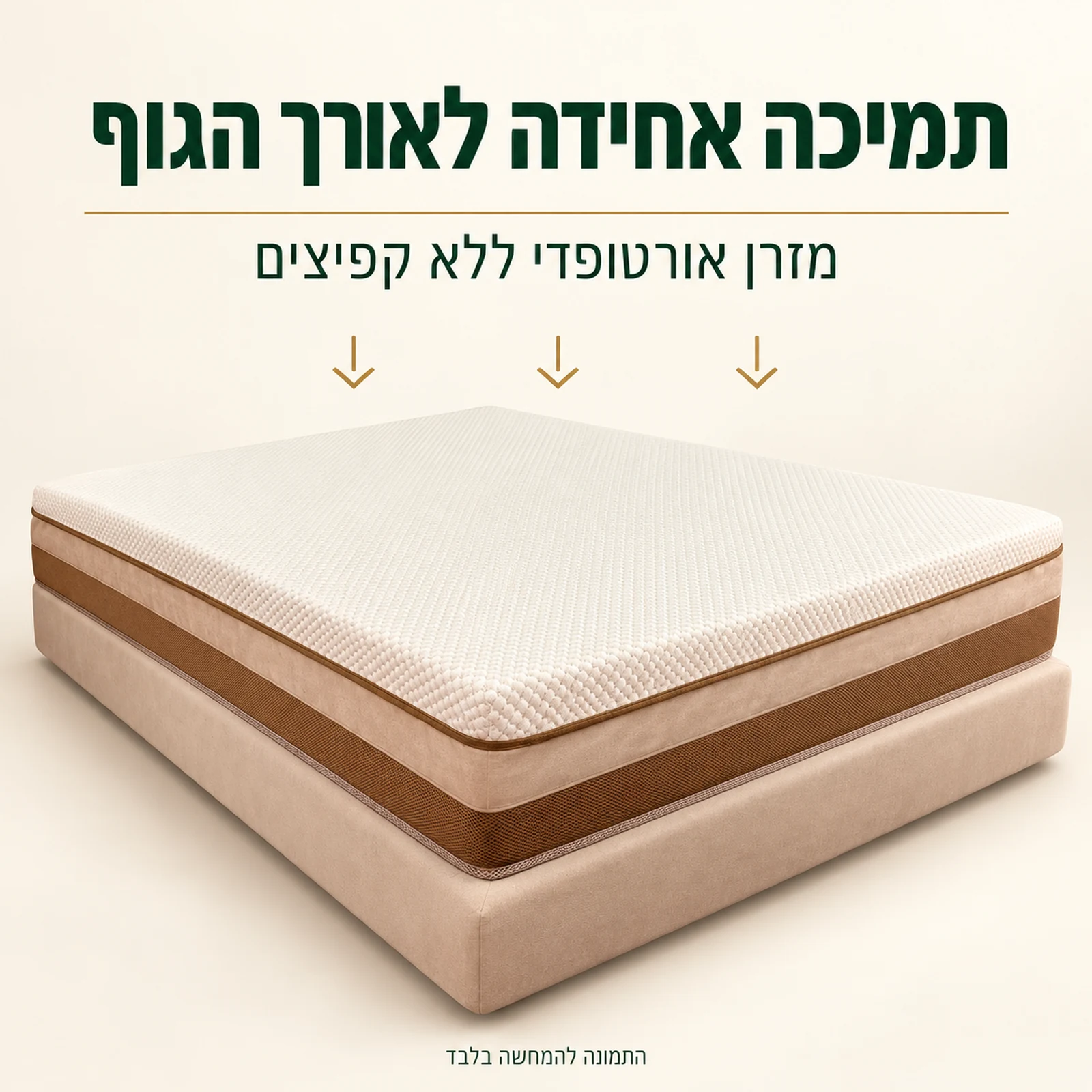מזרון אורטופדי LION ללא קפיצים עם תמיכה אחידה לאורך הגוף