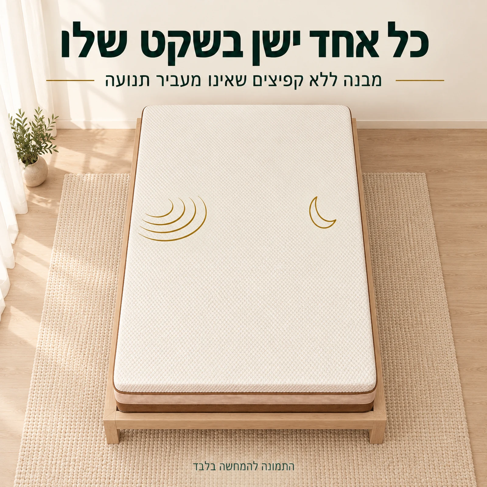 מזרון LION ללא קפיצים במבט על להמחשת המבנה שאינו מעביר תנועה
