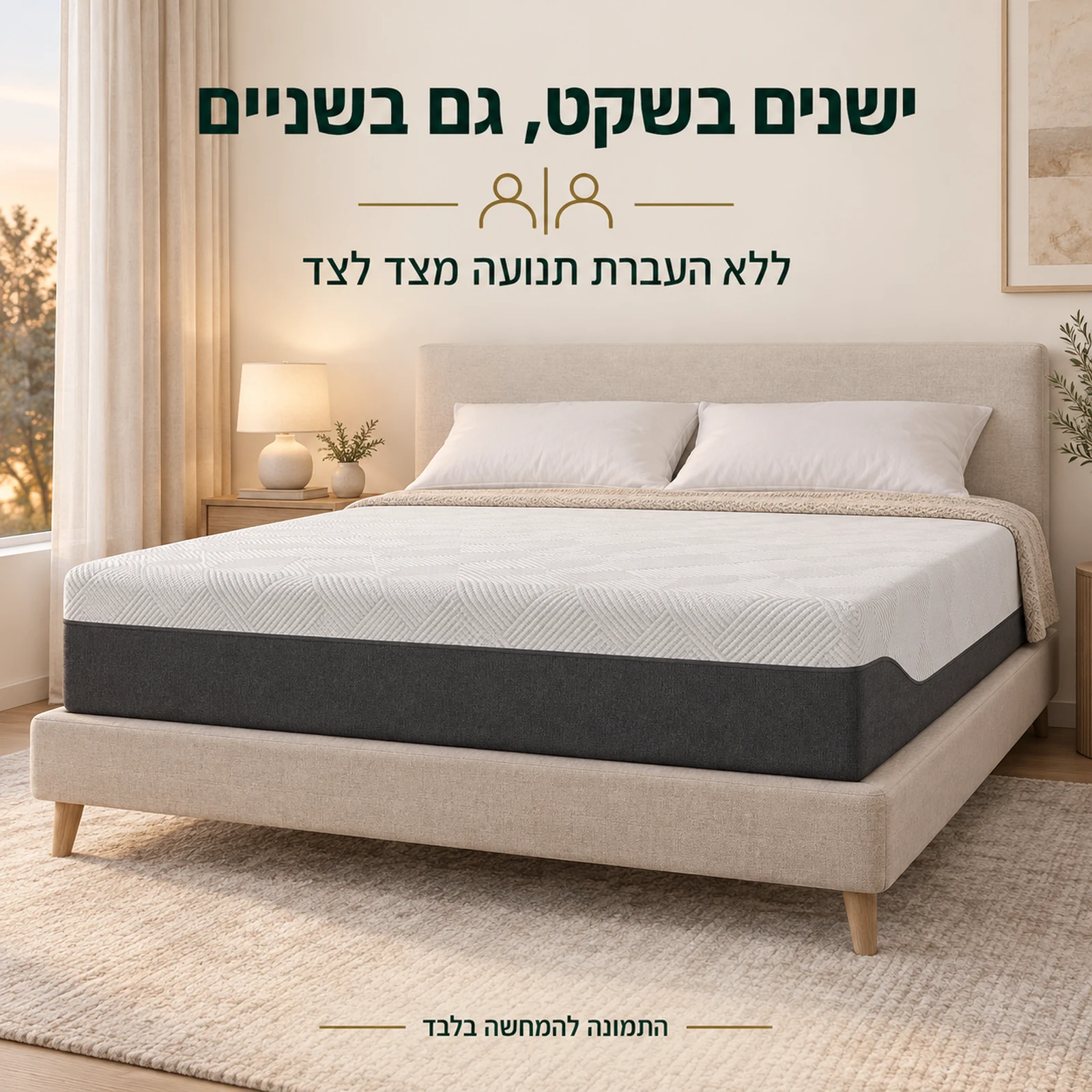 מזרון ללא קפיצים בחדר שינה זוגי, ללא העברת תנועה מצד לצד
