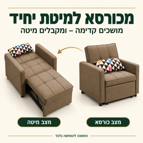 כורסא נפתחת למיטה VIVA I – מצב כורסא ומצב מיטה זה לצד זה