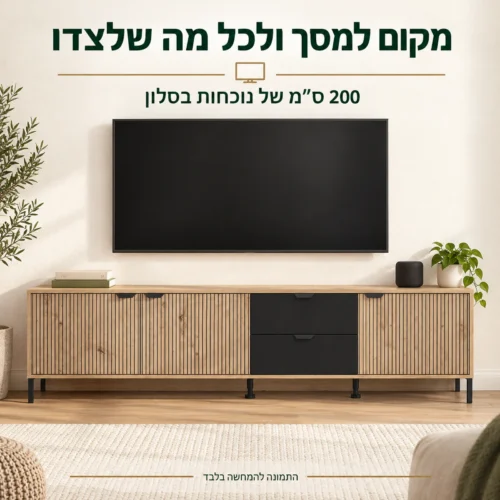 מזנון MAYENNE לסלון עם מסך רחב באורך 200 ס״מ