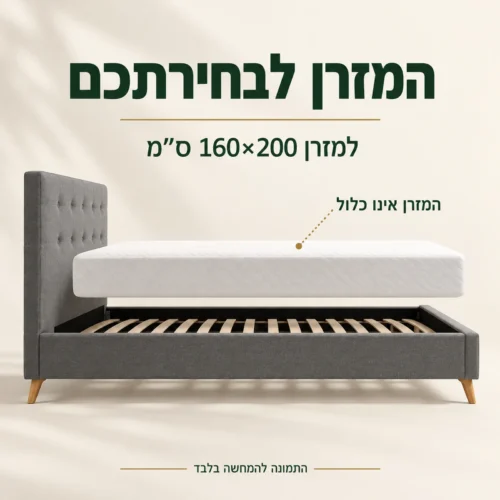 מיטה מרופדת MARK למזרן 160×200 ס״מ – המזרן אינו כלול