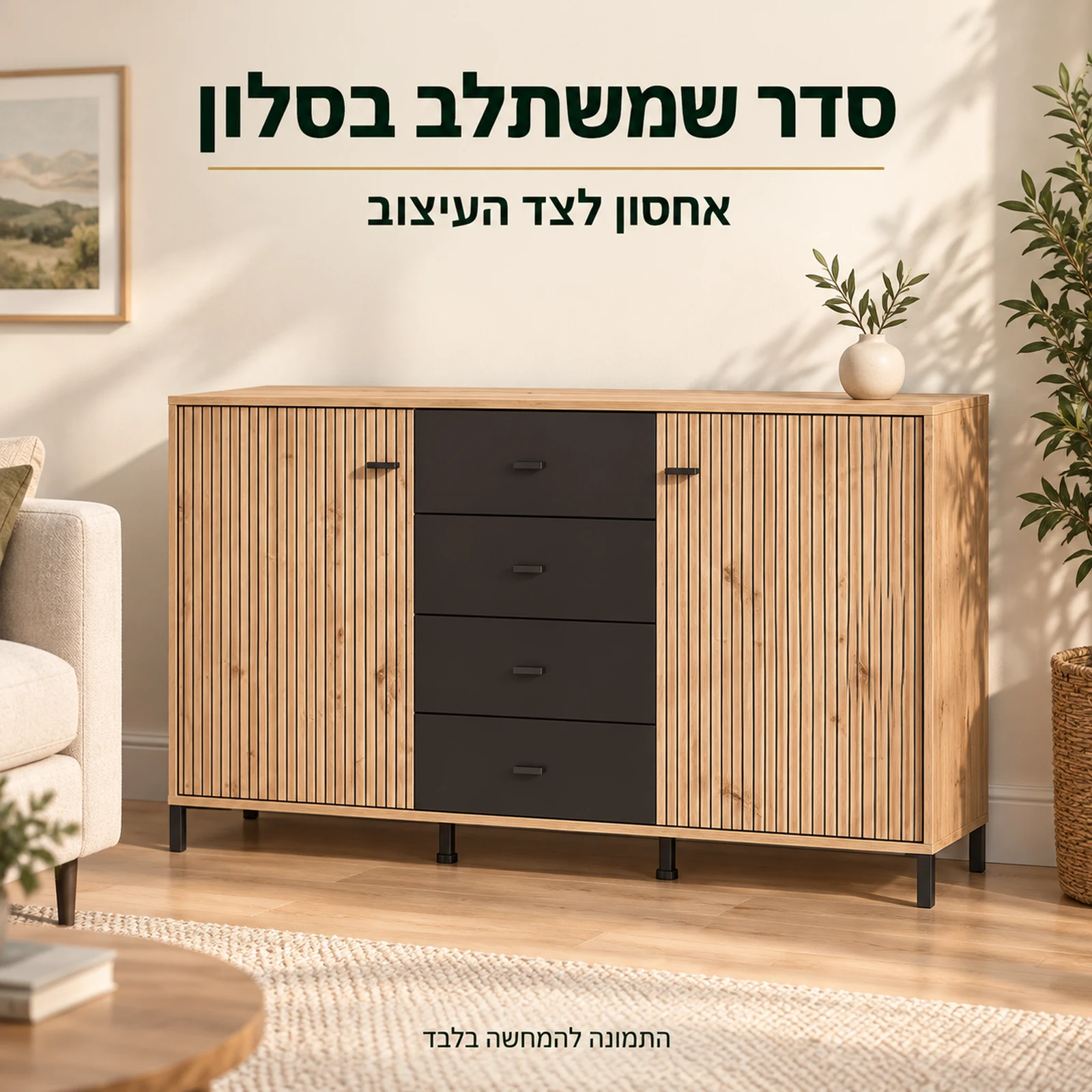 קומודה AVIGNON – שילוב בסלון בגוונים בהירים