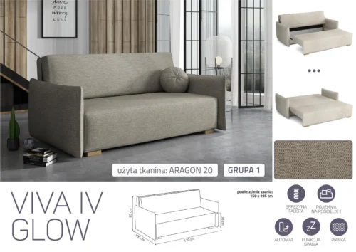 ספה נפתחת למיטה זוגית Glow 4 – תמונה נוספת של הדגם