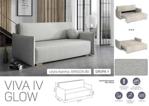 ספה נפתחת למיטה זוגית Glow 4 – מבט נוסף על הדגם