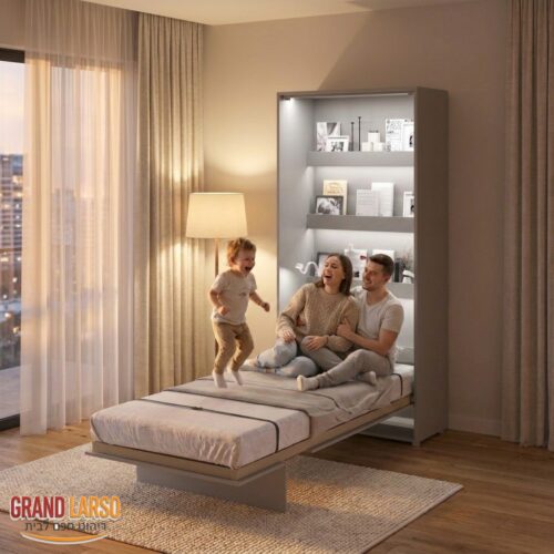 מיטת קיר יחיד 90x200 אנכית PREMIUM SOLUTION – תמונת אווירה בחדר