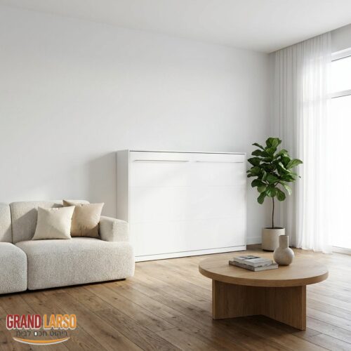 מיטת קיר אופקית 140x200 – המיטה במצב סגור, מראה ארון