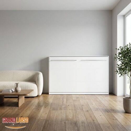 מיטת קיר אופקית 120x200 – המיטה במצב סגור, מראה ארון