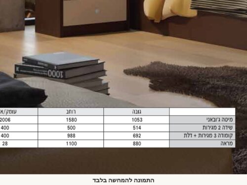 חדר שינה קומפלט ג׳ובאני בגווני עץ ושמנת – תמונה נוספת