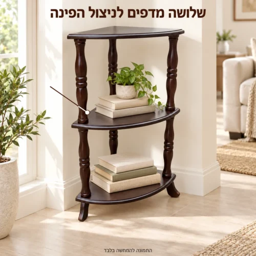 מעמד פינתי עם שלושה מדפים