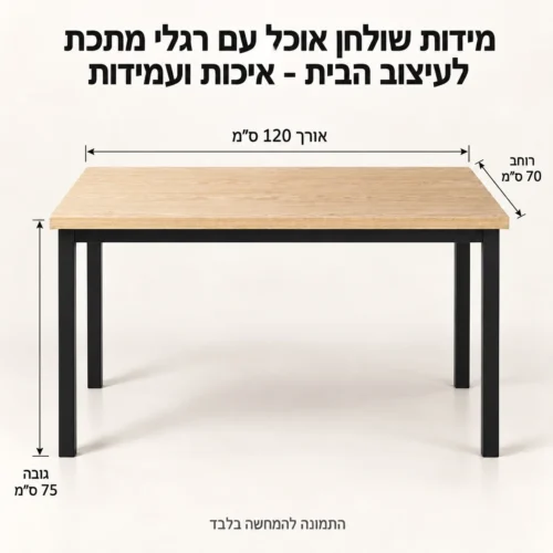 שולחן אוכל – אורך120 רוחב70 גובה75 ס״מ
