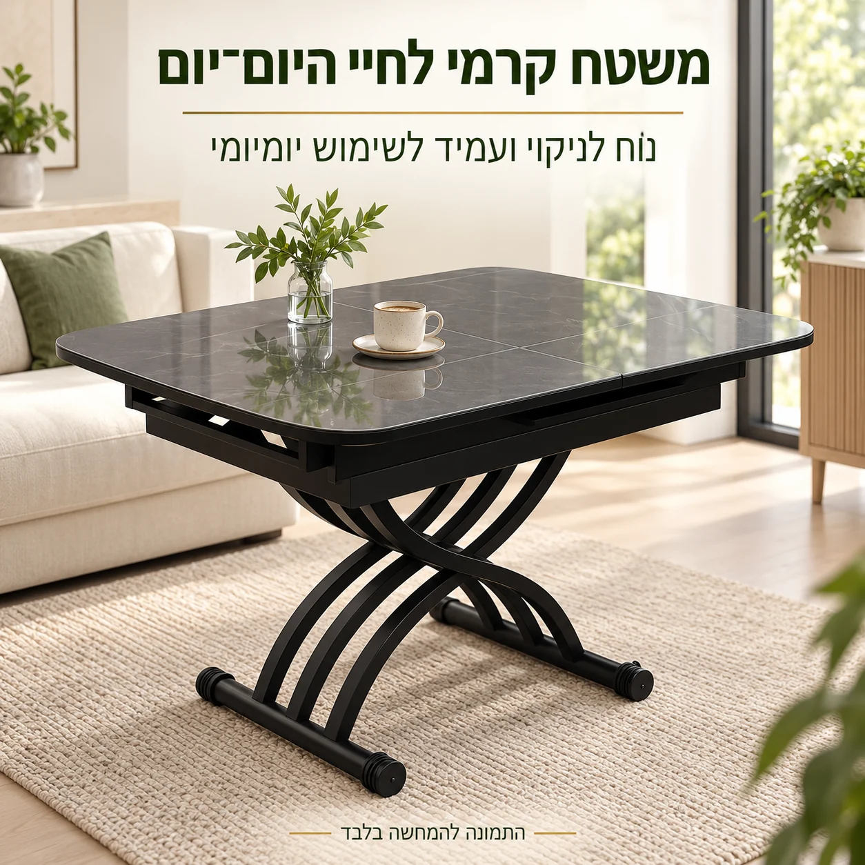 שולחן N-7 קרמי אפור מבריק – משטח קל לניקוי